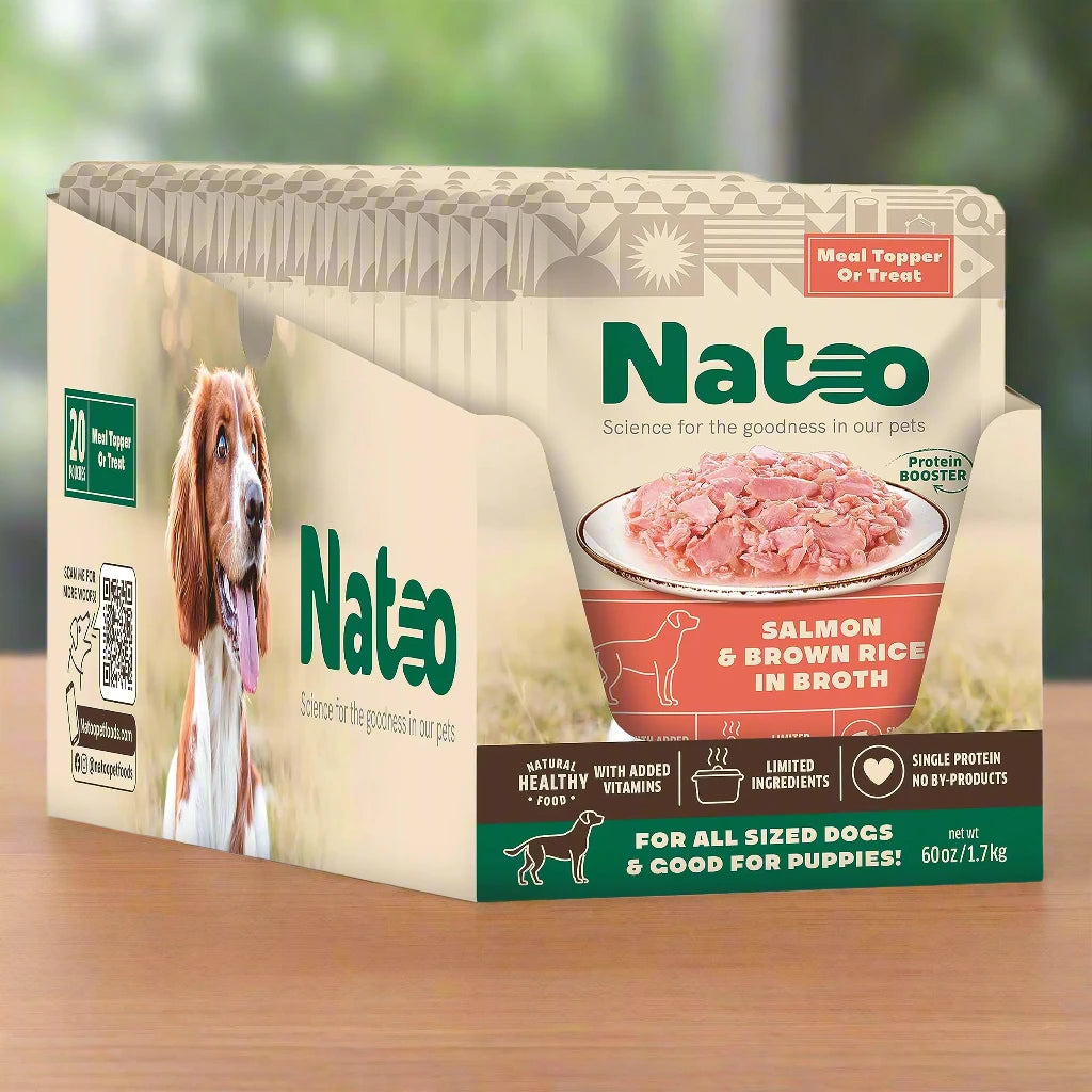 NATOO Salmon & Brown Rice Dog Food Topper, 3 oz (20 Pack)