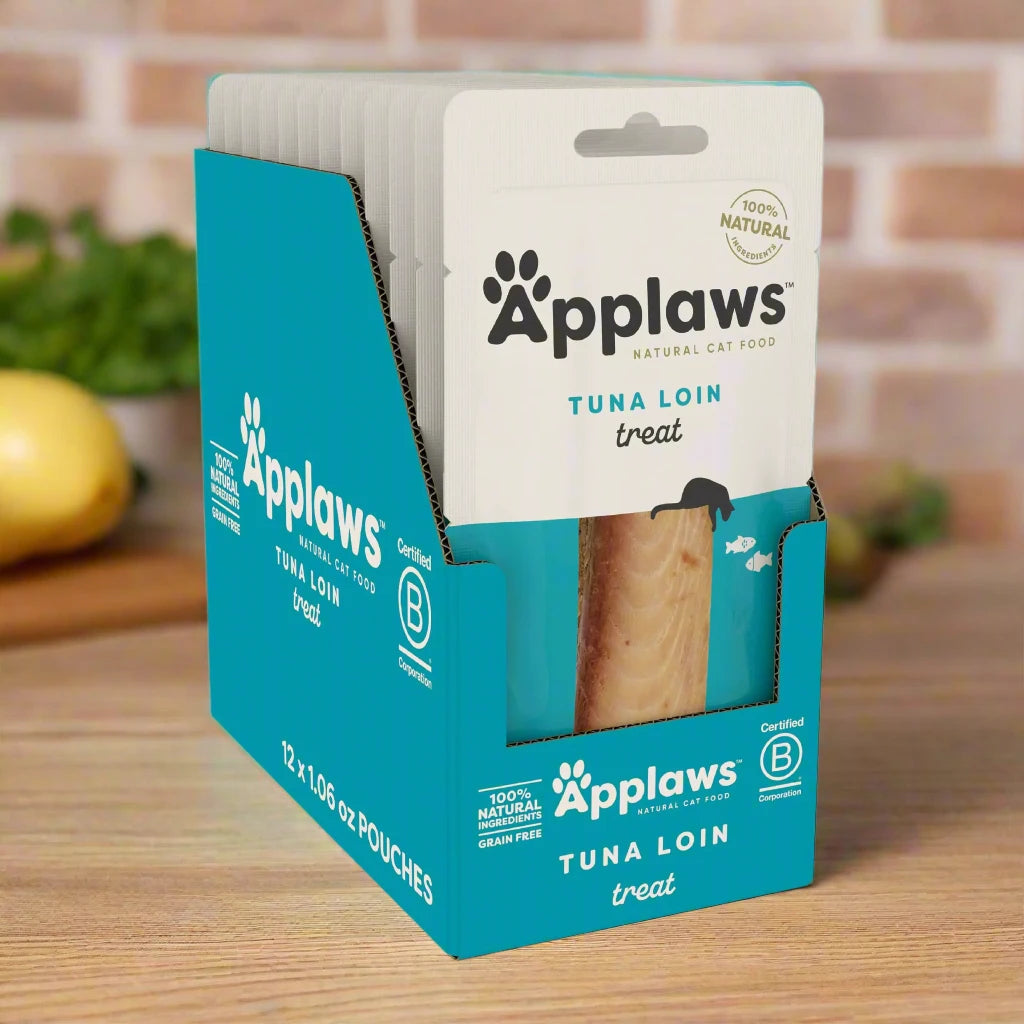 Applaws Natural Cat Treats Grain-Free Single Ingredient Cat Treats Whole Protein Fillet Cat Treats Healthy Cat Snacks No Artificials (12 x 1.06oz Whole Tuna Loin)