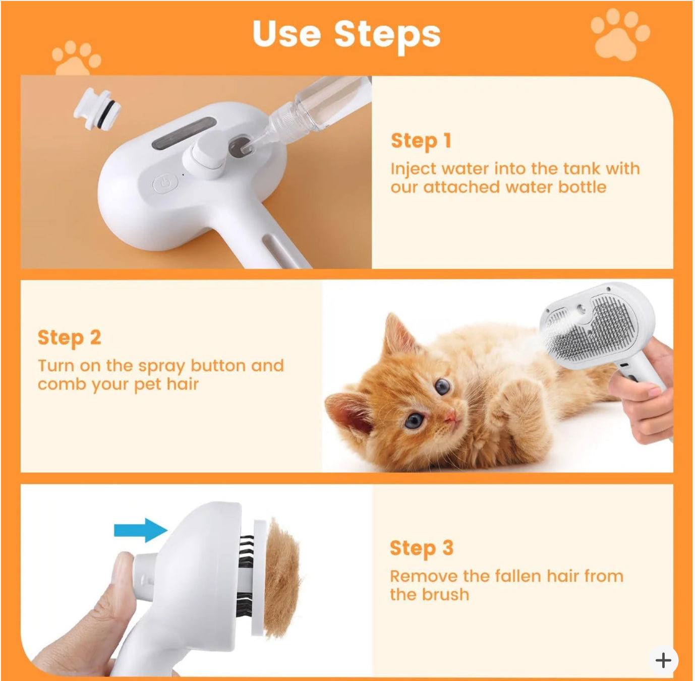3 in 1 Pet Steam Brush for Cats And Dogs