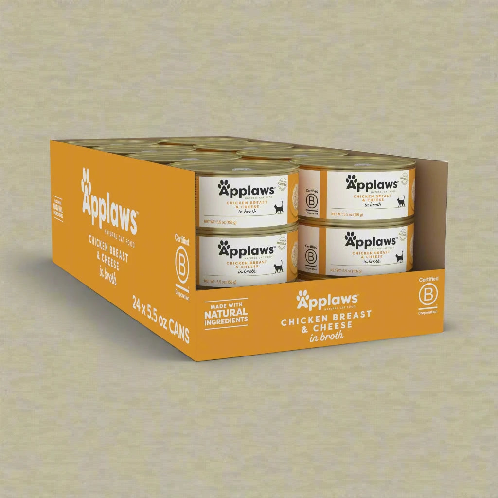 Applaws Wet Cat Food 24 Count Limited Ingredient Canned Wet Cat Food Chicken Breast with Cheese in Broth 5.5oz Cans