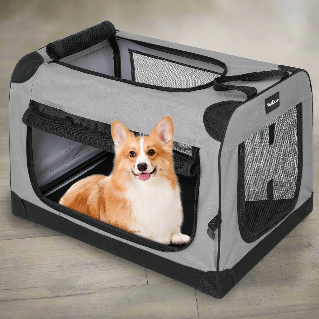 PETEASE Collapsible Dog Crates for Small Dogs 3-Door Pet Soft Crate with Durable Mesh Windows Portable Foldable Pet Kennel for TravelIndoor & Outdoor
