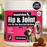 HappyFellow Hip and Joint Supplement for Dogs - Chondroitin Glucosamine for Dogs Dog Joint Supplement - Dog Vitamins and Supplements - 140 Soft Chews