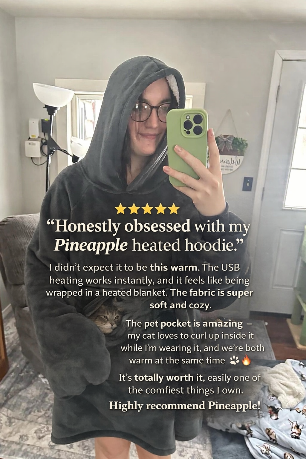 Cozy Self-Heated Hooded premium Blanket