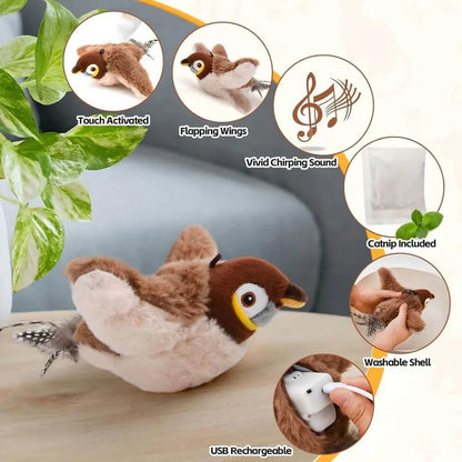 Auto-Bounce plush Bird Pet Toy