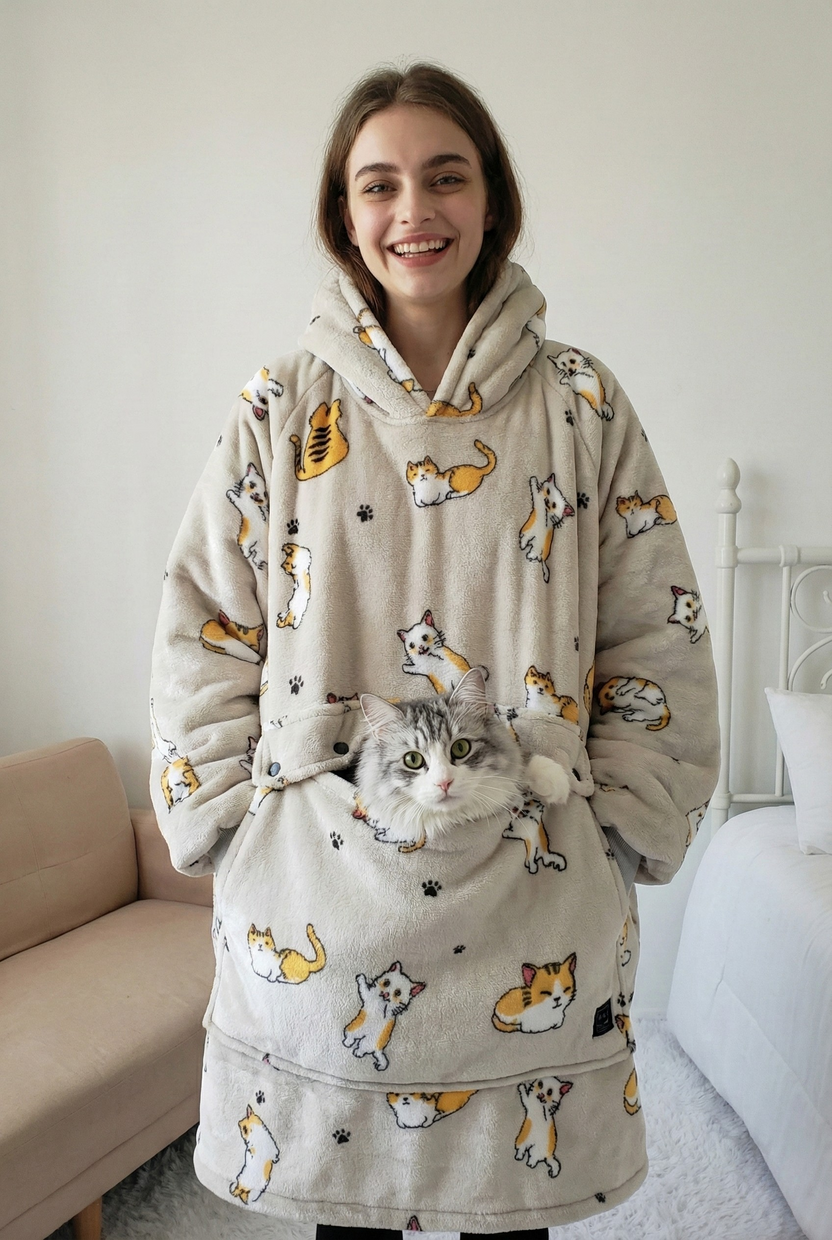 Cozy Self-Heated Hooded premium Blanket