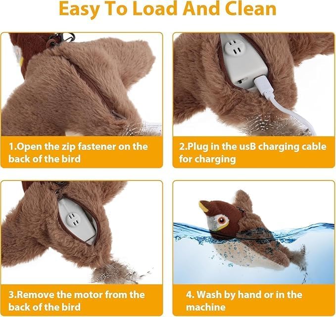 Auto-Bounce plush Bird Pet Toy