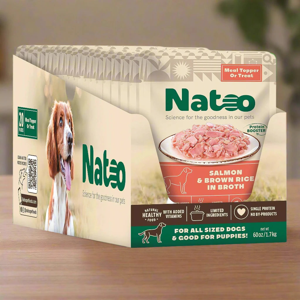 NATOO Salmon & Brown Rice Dog Food Topper, 3 oz (20 Pack)