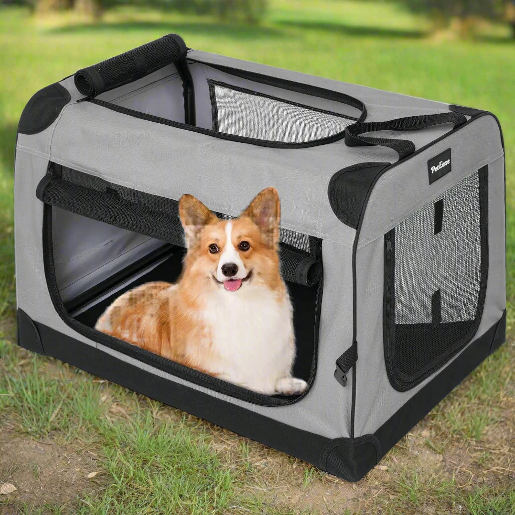 PETEASE Collapsible Dog Crates for Small Dogs 3-Door Pet Soft Crate with Durable Mesh Windows Portable Foldable Pet Kennel for TravelIndoor & Outdoor