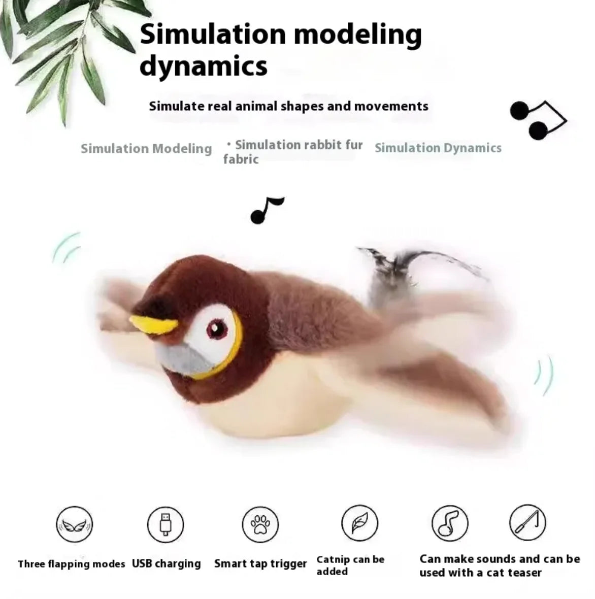 Auto-Bounce plush Bird Pet Toy