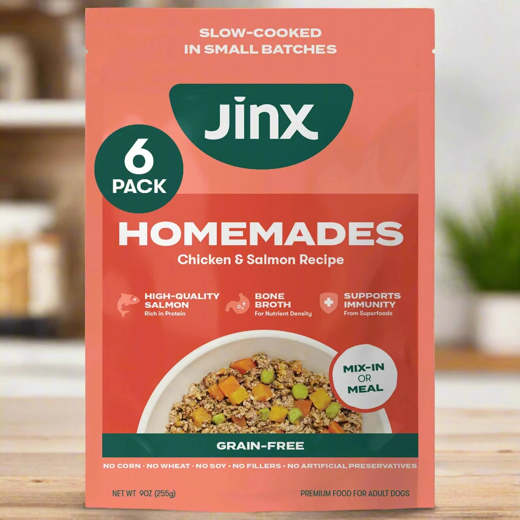 Jinx Salmon Wet Dog Food Topper Mix with Dry Dog Food Made with Real Salmon & Chicken Bone Broth No Fillers for All Lifestages 9oz 6 Pack