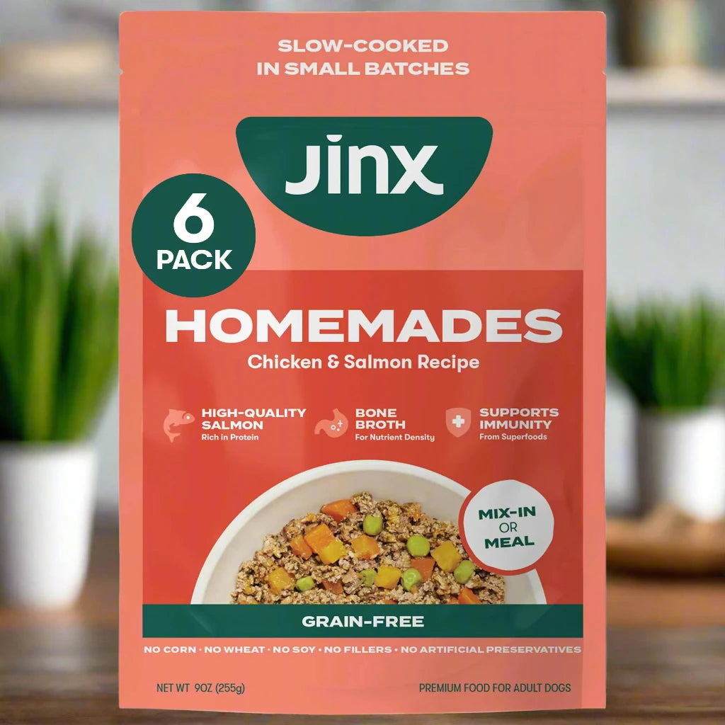 Jinx Salmon Wet Dog Food Topper Mix with Dry Dog Food Made with Real Salmon & Chicken Bone Broth No Fillers for All Lifestages 9oz 6 Pack